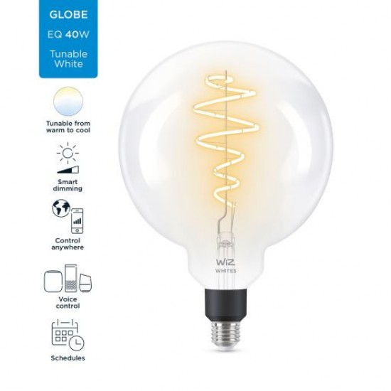 Lâmpada LED Smart WiFi E27 G200 Regulável WIZ Filamento 6.7W