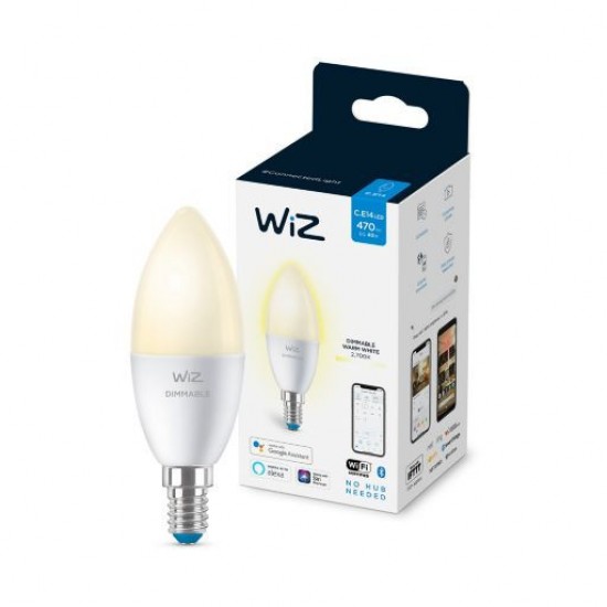 Lâmpada LED Smart WiFi + Bluetooth E14 C37 Regulável WIZ 4.9W