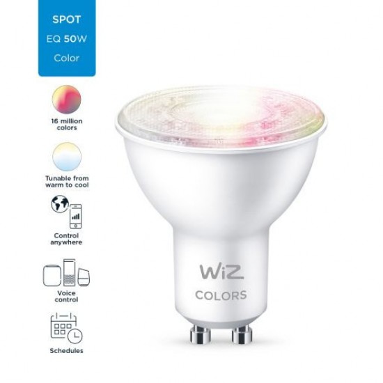 Lâmpada LED Smart WiFi + Bluetooth GU10 PAR16 RGB+CCT Regulável WIZ 4.9W