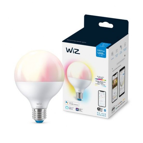 Lâmpada LED Smart WiFi + Bluetooth E27 G95 RGB+CCT Regulável WIZ 11W