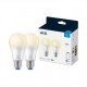 Pack 2 Lâmpadas LED Smart WiFi + Bluetooth E27 A60 Regulável WIZ 8W