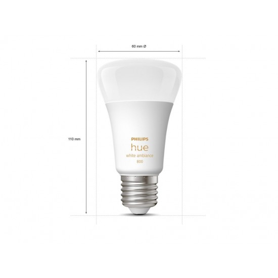 Pack 2 Lâmpadas Inteligentes LED E27 6W 570 lm A60 PHILIPS Hue White