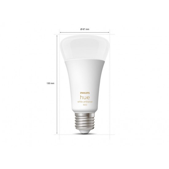 Lâmpada Inteligente LED E27 13W 1200 lm A67 PHILIPS Hue White Ambiance