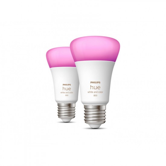 Pack 2 Lâmpadas Inteligentes LED E27 6.5W 570 lm A60 PHILIPS Hue White