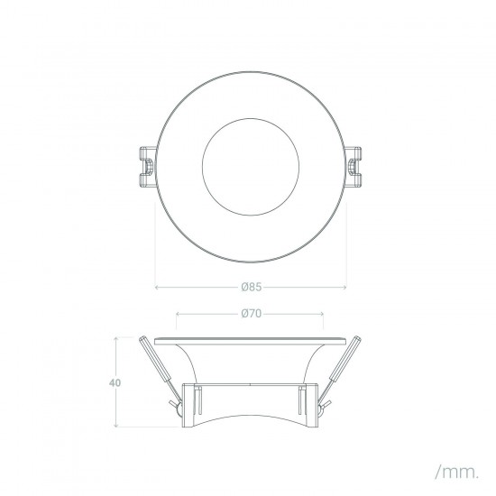 Aro Downlight Cónico Baixo UGR para lâmpada LED GU10 / GU5.3 Corte Ø 70 mm